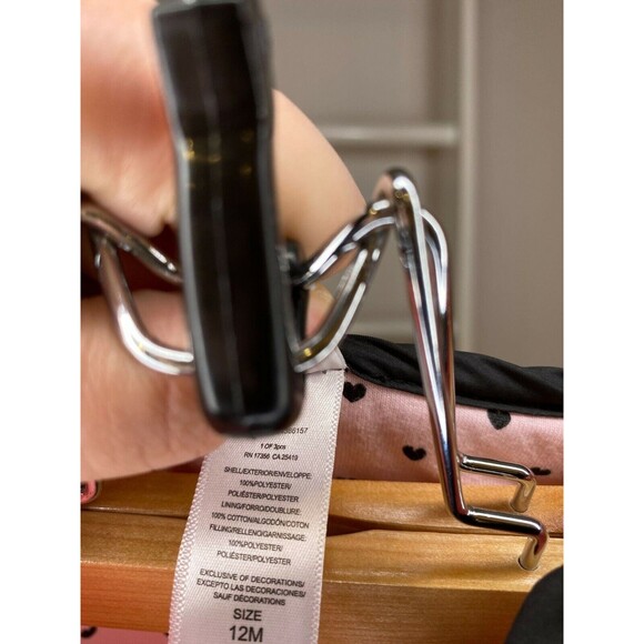 Jacket Girls 12M Pink Puffer Winter Jacket with Heart Lining Winter Long Quilted - Picture 3 of 3